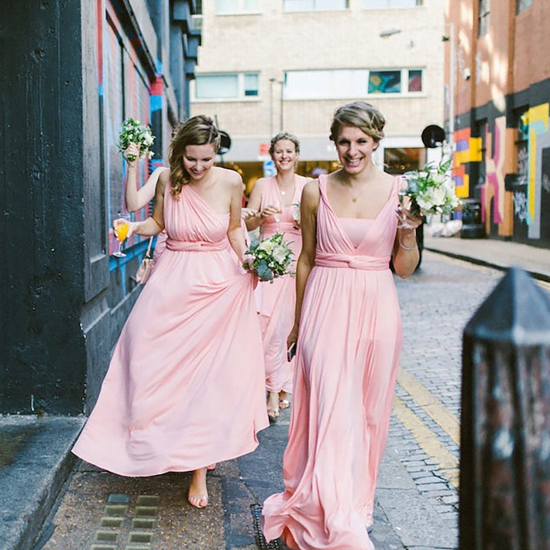 PINK CHAMPAGNE Bridesmaid Dress, Bridal Party Attire, Infinity Wrap Convertible Dress, Colorful Bridesmaid Dress, RUSTIC Bridesmaid Dresses