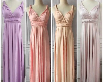 PINK CHAMPAGNE Bridesmaid Dress, Bridal Party Attire, Infinity Wrap Convertible Dress, Colorful Bridesmaid Dress, RUSTIC Bridesmaid Dresses