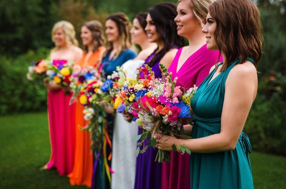 etsy bridesmaid dresses convertible Floral Convertible Bridesmaid Dress, Dusty Blue Infinity Gown