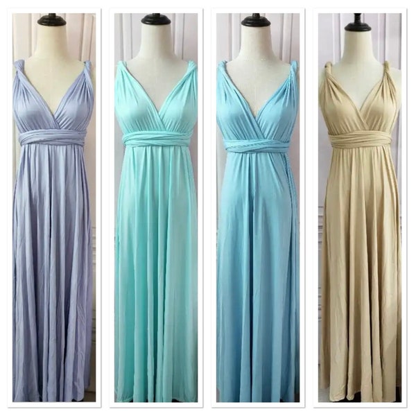 PASTEL BLUE Bridesmaid Dress, Long Infinity Dress Versatile Bridesmaid Dress Bohemian Bridesmaid Dress Wrap Dress Convertible Wrap Dress