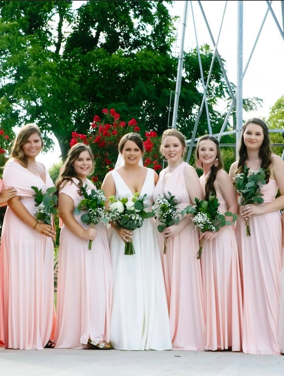 Pink Champagne Bridesmaid Dress/Convertible Dress/Infinity Boho Wedding/Multiway Dress/Multi Wrap Dress/Plus Size Dress/Bridal Party Dress