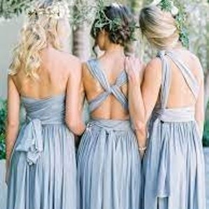 With Sleeves Multi Wear Convertible Bridesmaid Dresses Slate Blue main image 1