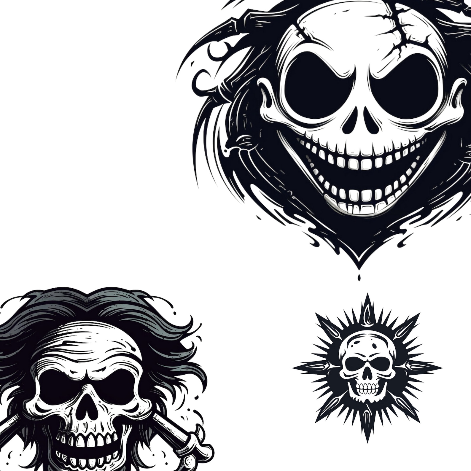 Skull Tattoo Designs, 10 Tattoo Stencil, Tattoo for Women, Digital ...