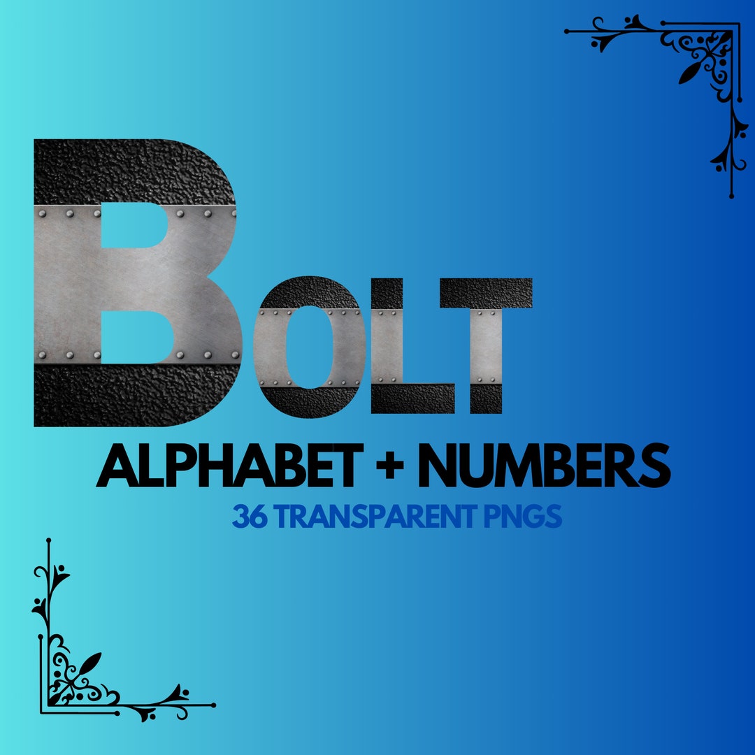 Bolted Alphabet Clipart Font, Digital Capital Letters, Instant Download ...