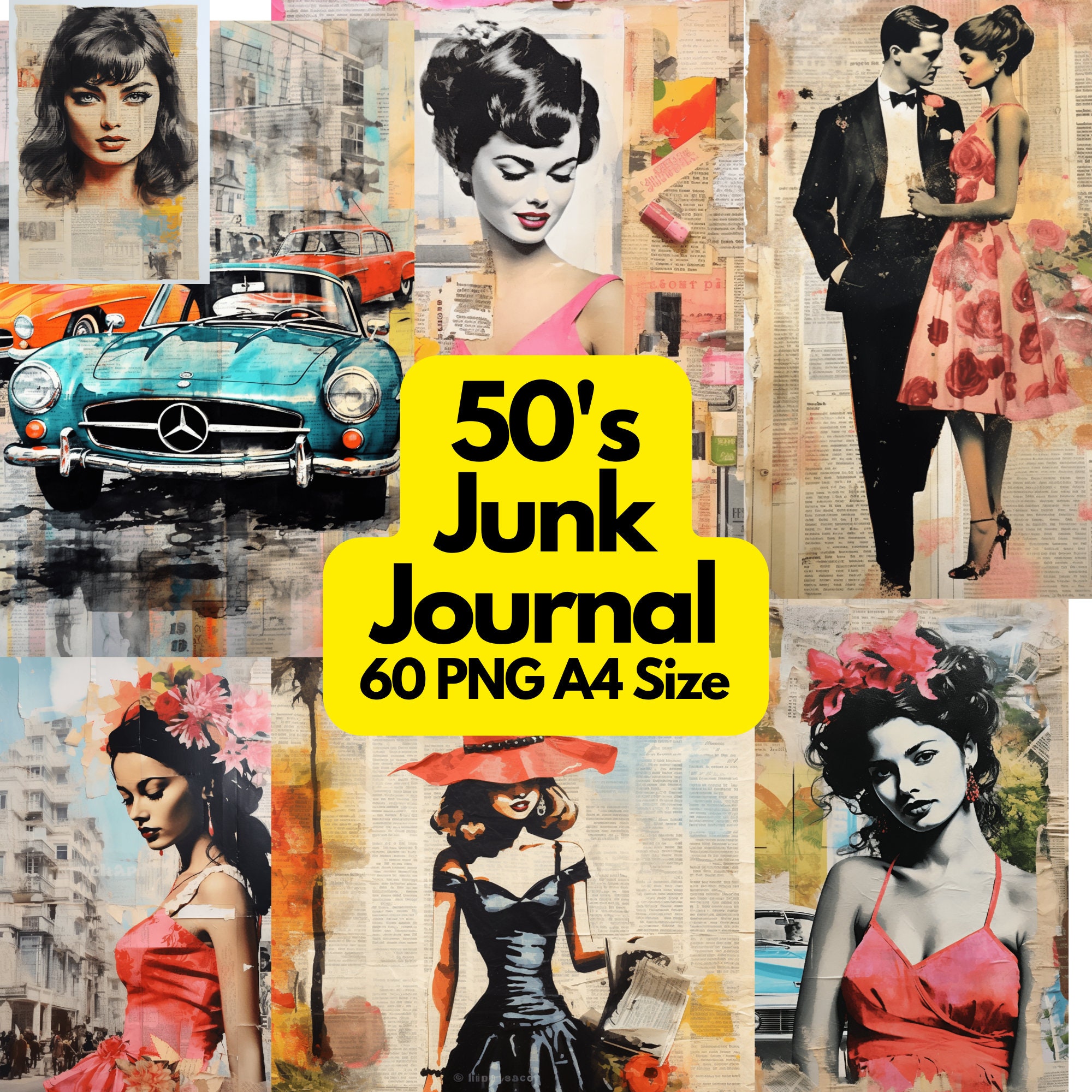 Retro Ladies Junk Journal Pages, Antique Ephemera, Vintage Ladies