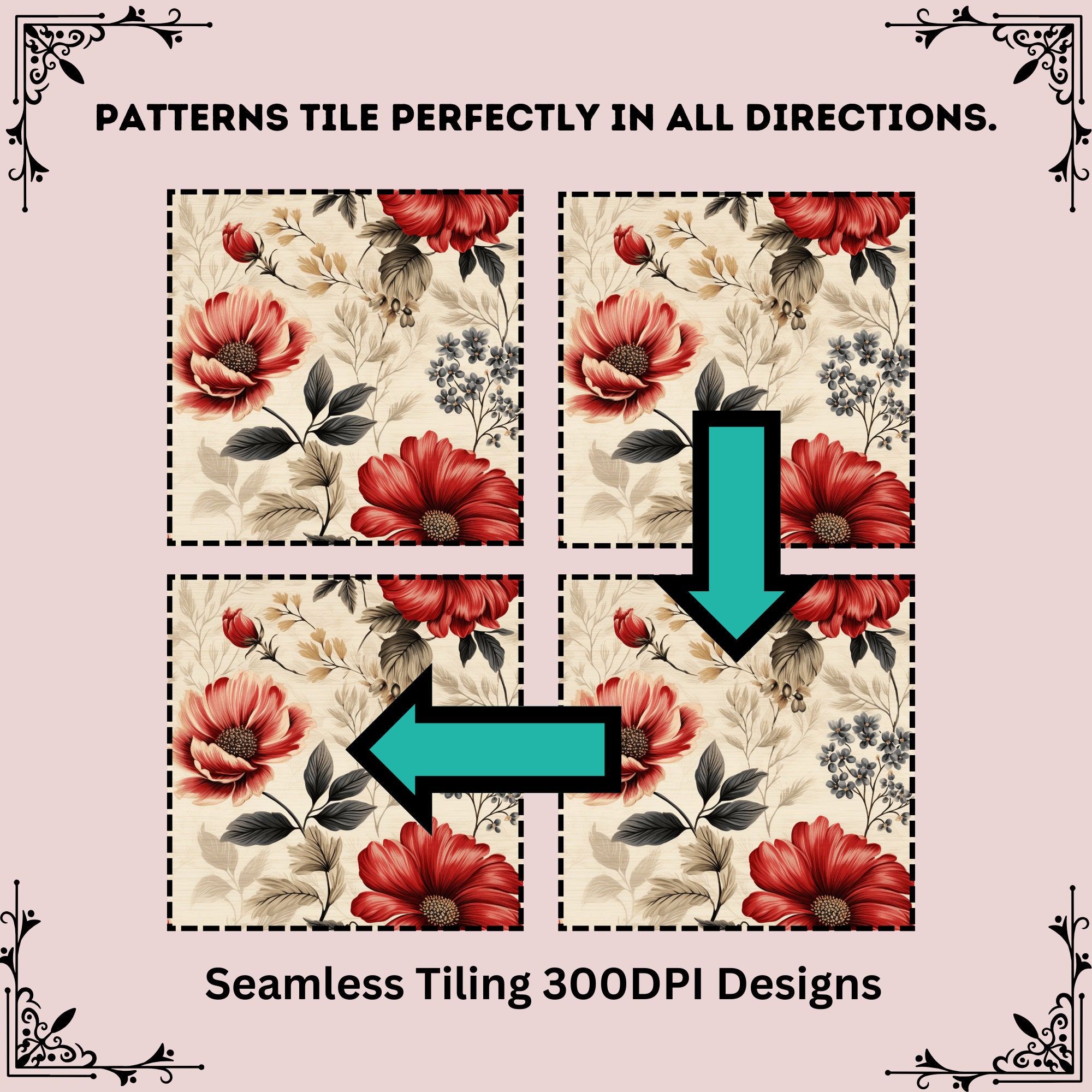10 Premium Seamless Florals, Repeating Pattern Tiles Perfectly, High ...