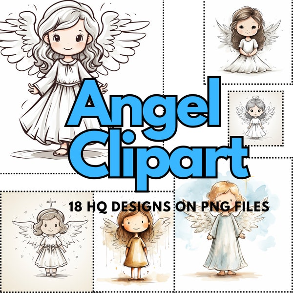 Cute Angel Clipart, 18 Angels Bundle Cute Angel Scrapbooking Kit