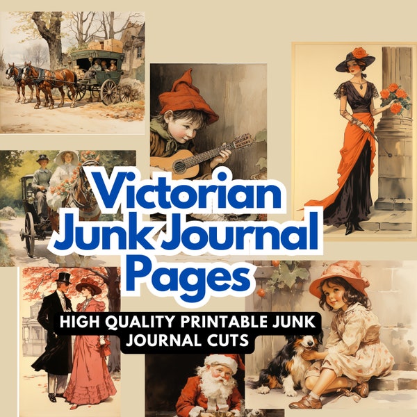 Victorian Junk Journal Cutouts, Digital Historical Illustrations, Instant Download Vintage Victorian Clipart Graphics for Commercial Use
