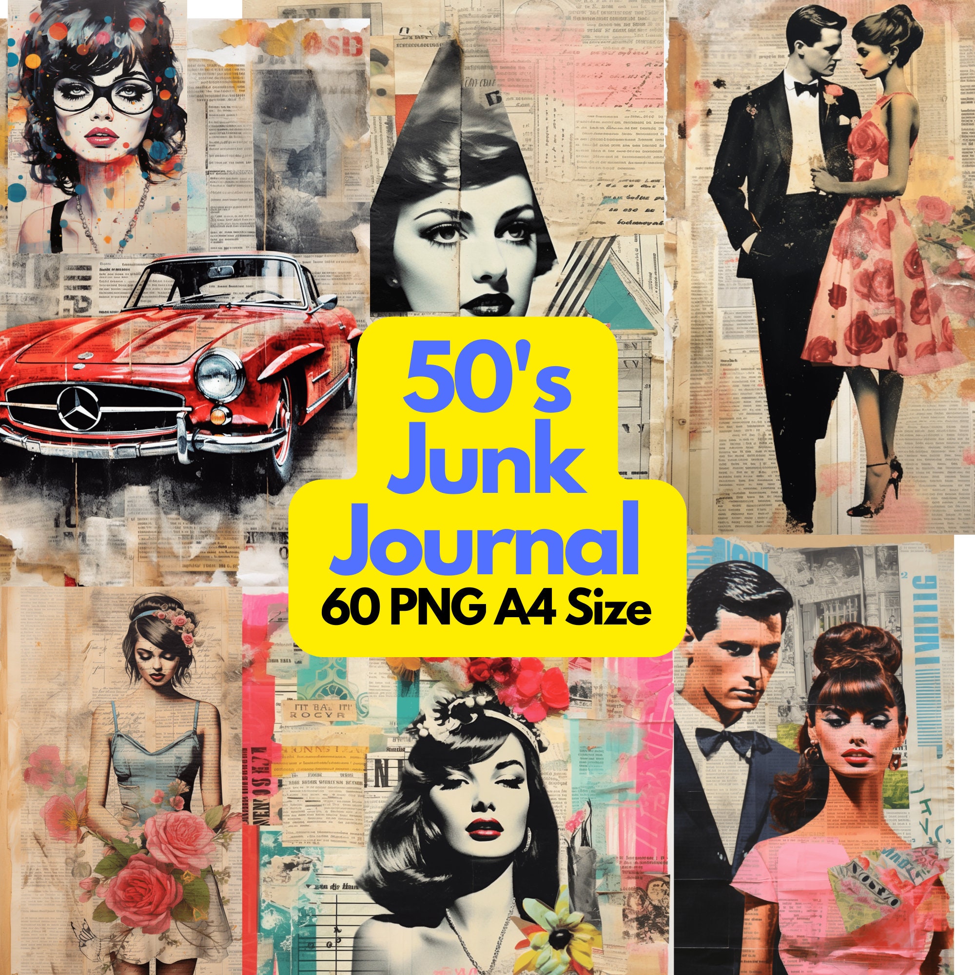 Retro Ladies Junk Journal Pages, Antique Ephemera, Vintage Ladies