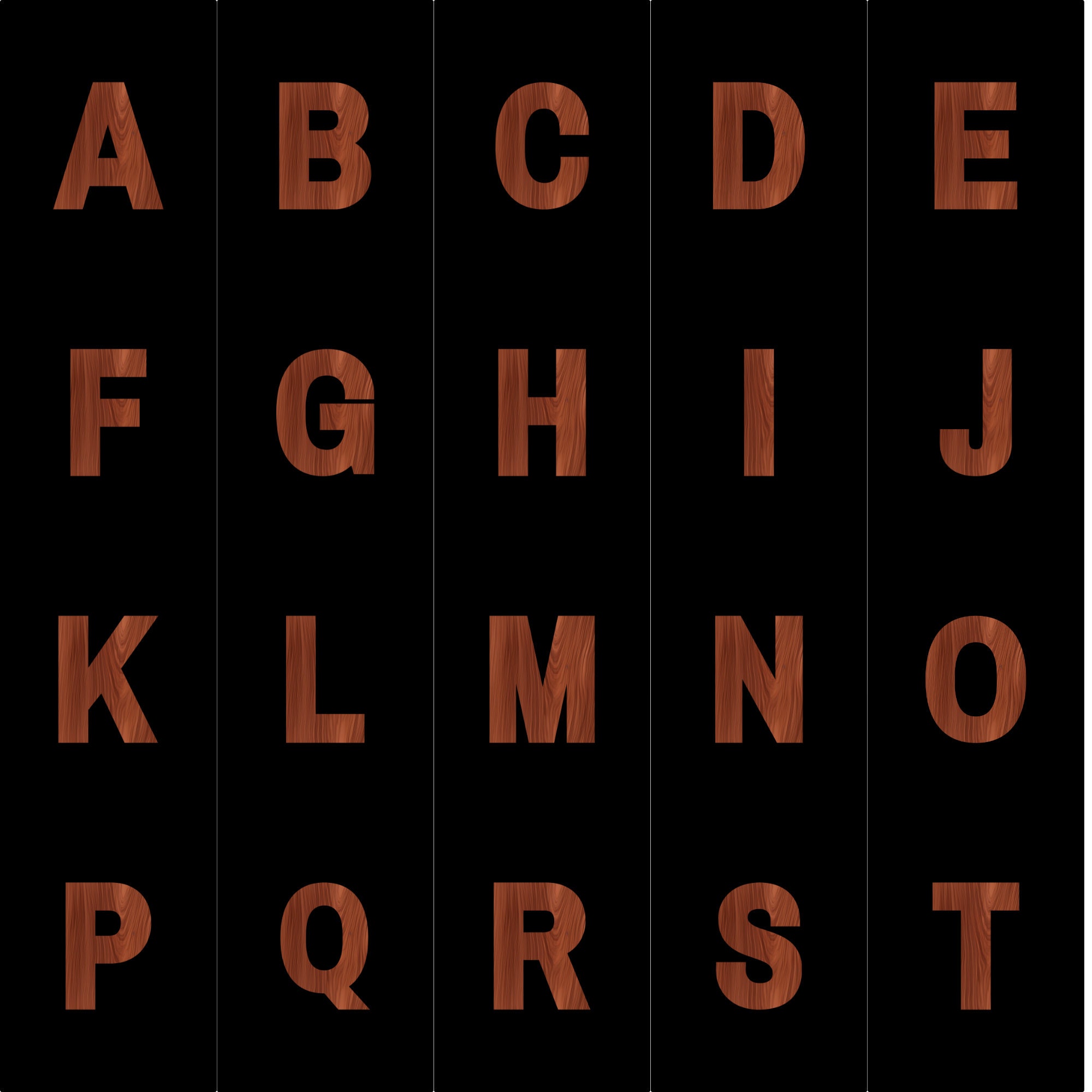 Wood Alphabet Clip Art Letters, Elegant Wood Grain Letters, Luxury