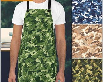 Green Camo Apron, Quality Apron, Hunter Camo Apron, Bright Polyester Apron, Military Camo Apron, Cooking Grilling Gift for Him Her