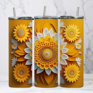 Fall 20oz Skinny Tumbler Sublimation Designs, Fall Tumbler Wrap, Floral Tumbler Wrap, Sunflower Tumbler, Sunflower Png, Tumbler Wrap