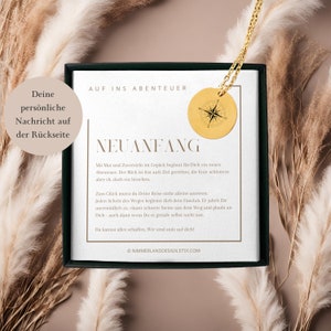 Collier boussole, carte « Nouveau départ », cadeau de fin d'études | diplôme | déménagement, cadeau de divorce, cadeau pour elle, encouragement
