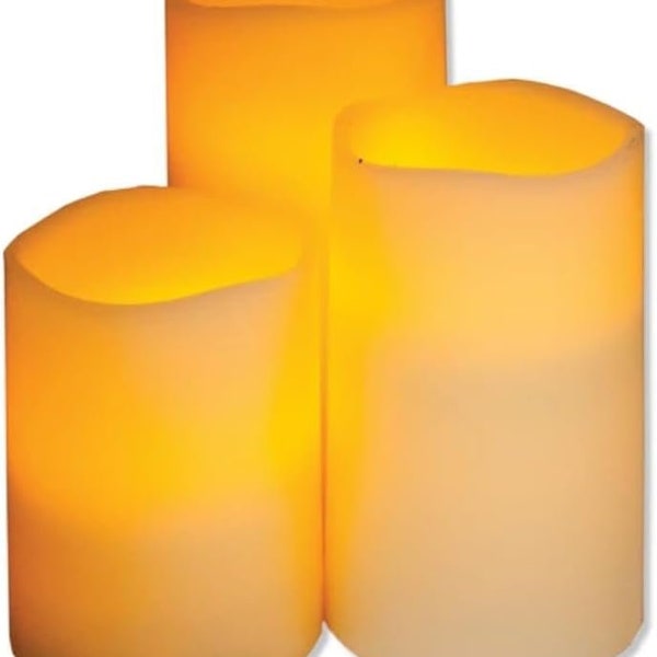 Flameless Ambient LED Illuminated Candle Set of 3 Non-Flammable Battery Operated Electric Candles