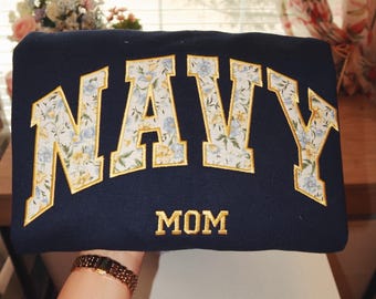 Custom Navy Sailor Patchwork Embroidered Sweatshirt or T Shirt