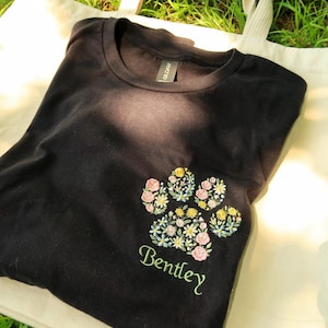 Embroidered Floral Paw Sweatshirt