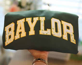Baylor Patchwork Embroidered Sweatshirt with Unique Floral and Calico Design Vintage Style Top