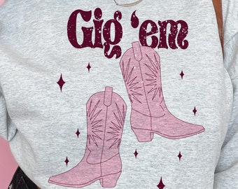 Aggies Pride Gig'em Cowboy Boots Sweatshirt