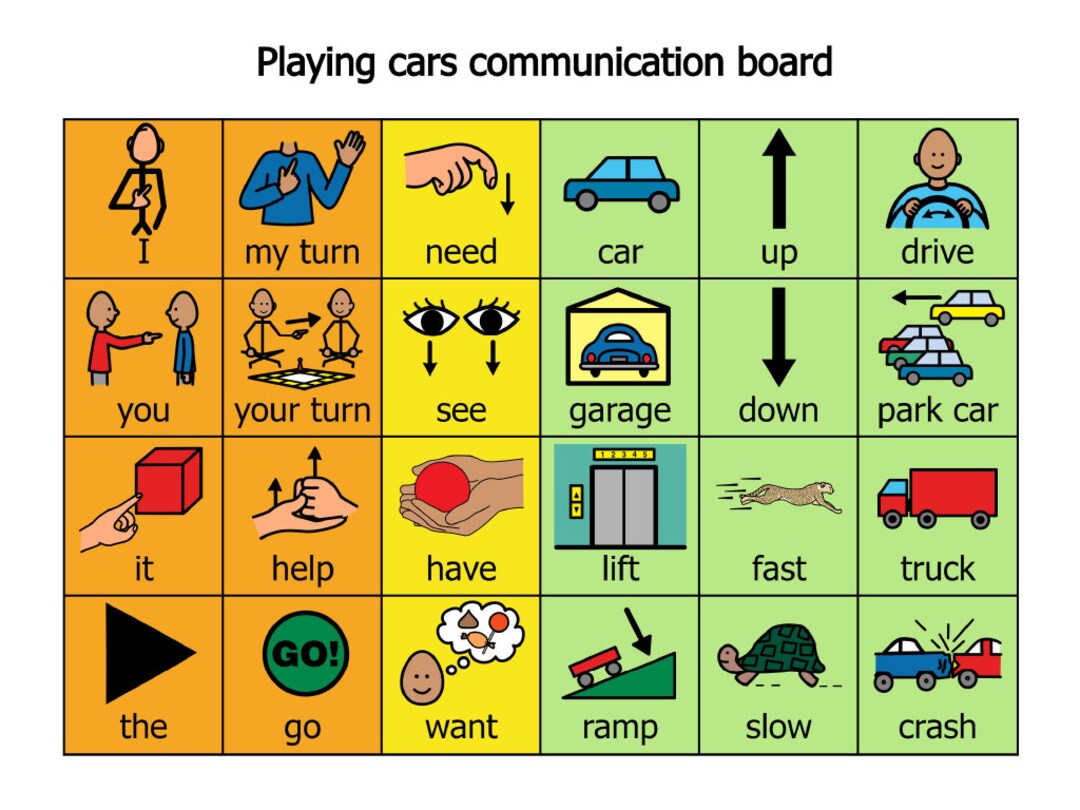 Playing Cars and Garages Communication Board - Etsy