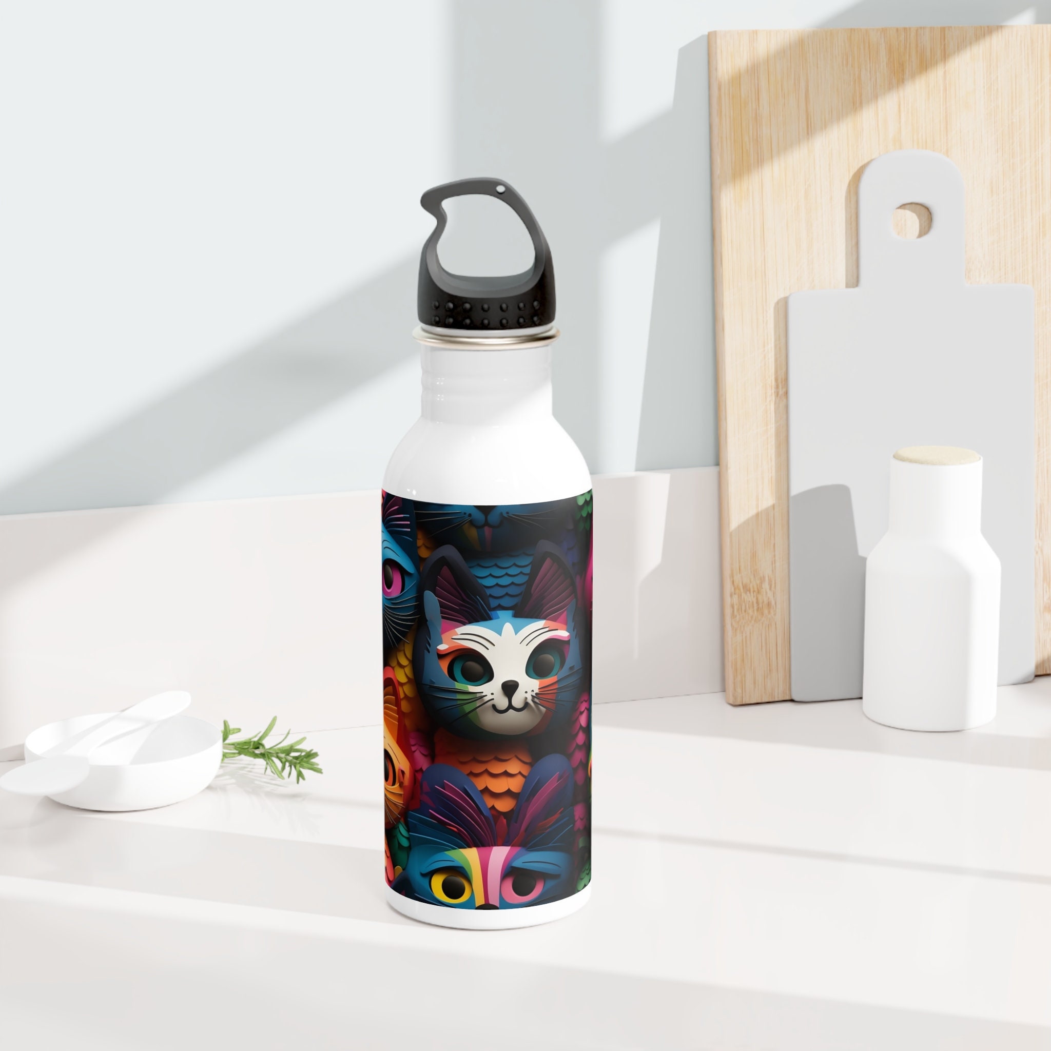 Cute Cat Water Bottle Girl Woman Lovers Hot Stainless Steel Water Bott –  The Purrfect Cat Shop