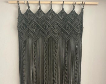 Green Macrame Curtain Door Or Window, Handmade Macrame Room Divider, Bohemian Macrame Products,Colorful Curtain