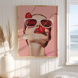 Coquette Cherry Poster Druck Wandkunst Girly Zimmer Moderne Mon cherie Print Geschenkidee für sie Wohnzimmer Schlafzimmer Küche Wanddekor