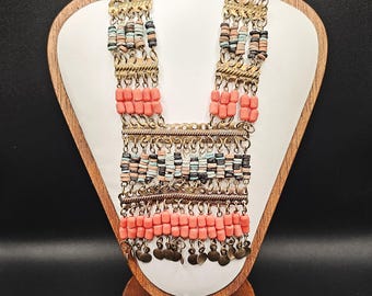 Vintage Egyptian revival beaded necklace! Mummy beads, tourist necklace.