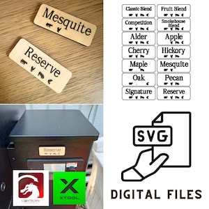 Laser Cut File: Smoker Grill Wood Pellet Label Magnets - SVG, PDF, PNG, xTool, Lightburn