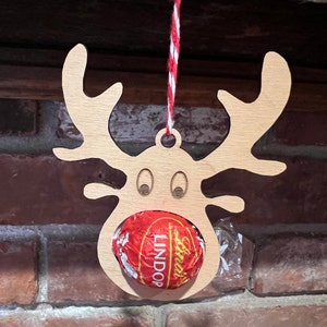 Digitale ornamentsjablonen - Gingerbread Man, sneeuwvlok en rendier - Lindt Lindor Chocolate Holder-SVG- en Lightburn-bestanden Laserklaar!