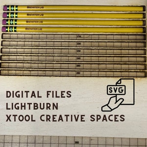 Arquivo digital Jig de alinhamento de lápis de gravação a laser com arquivos LightBurn, SVG e xTool XCS - Gravação perfeita com seu xTool ou Glowforge!