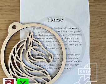 Digital Horse head Silhouette Ornament Minimalist & inspirational Card - PDF, SVG, Lightburn, Laser Cut Template - DIY Craft xTool Gift