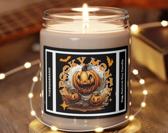 Spooky Halloween, Scented Soy Candle, 9oz., Jackolantern, Jack-o-lantern, Pumpkin candle for Halloween decor, Halloween gift,  pumpkins