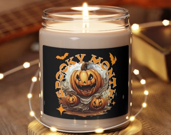 Spooky Halloween, Scented Soy Candle, 9oz., Jackolantern, Jack-o-lantern, Pumpkin candle for Halloween decor, Halloween gift,  pumpkins