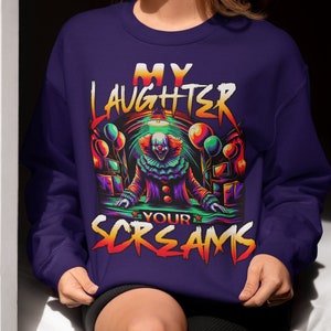 Scary Clown Crewneck Sweatshirt, Spooky Halloween Clown Sweater, Halloween shirt, Clown Gift,  Trick or Treat Trending Shirt Halloween Party