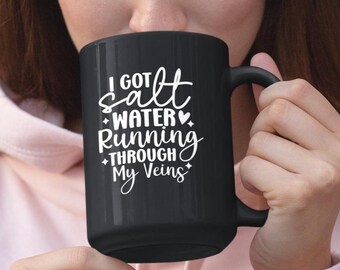 Strandliebhaber Geschenk Salzwasser, das durch meine Venen läuft Becher, lustige Kaffeetasse, Geschenk für Mutter, lustiges Geschenk Ozean-Enthusiasten, Motivationsteebecher