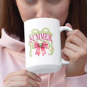 Watermelon Decor Summer Vibes Ceramic Mug, Cute Coffee Mug, Gift for Her, Summer Memories Cup, Floral Mug, Kitchen Decor, Gift For Mom