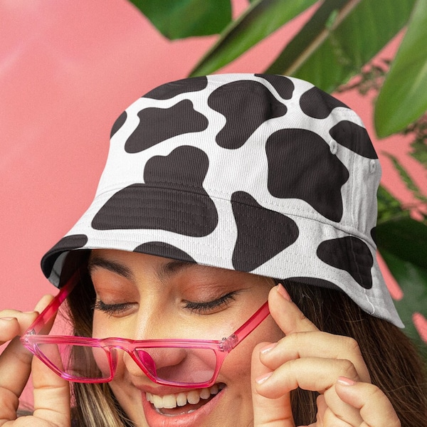 Cute Cow Print Bucket Hat gift, Stylish Birthday Present, Christmas gift, Gardening, Beach Hat