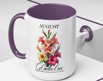 August Gladiolus Floral Accent Coffee Mug - Perfect Birthday Gift for Plant Lovers, Birth Month, Home Decor, Garden Enthusiasts, Tea Lovers