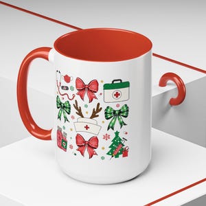 Festive Nurse Coffee Mug, Gift For Her, Cute Holiday Gift for Healthcare Workers, Christmas Decor Gift Cute Medical Mug Christmas Nurse Gift