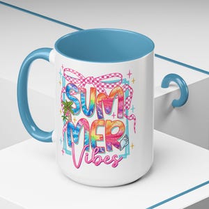 Summer Vibes Coffee Mug | Fun Colorful Accent Mug for Warm Days, Perfect Gift for Coffee Lovers, Summer Enthusiasts, Beach Days, Birthdays,