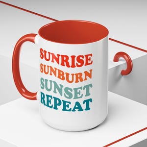 Cute Sunset Vibe Coffee Mug, Fun Retro Coffee Cup for Beach Lovers, Gift for Summer, Morning Brew, Vacation Mug, Gift For Mom, Mood Mug