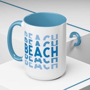 Cute Beach Vibes Accent Coffee Mug | Perfect for Summer Vibes, Beach Lovers Gift, Mugs, Vacation Gift For Mom, Beach Decor, Travel Mug