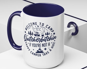 Funny Camp Vibes Coffee Mug - Hiking Gift For Mom, Nature Lover Mug, Camper Humor Gift For Dad, Campfire Coffee Cup, Outdoor Adventure Gift