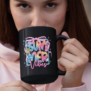 Colorful Summer Vibes Mug | Fun Coffee Cup for Summer, Gifts for Friends, Drinkware for Home, Colorful Gift for Coffee Lovers, Sassy Mug
