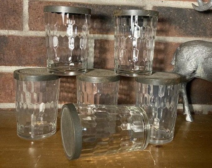 Vintage Snuff Glasses With Metal Lids, Tobacco, Dipping/chew, Rustic, Collectible Glass, Lot of