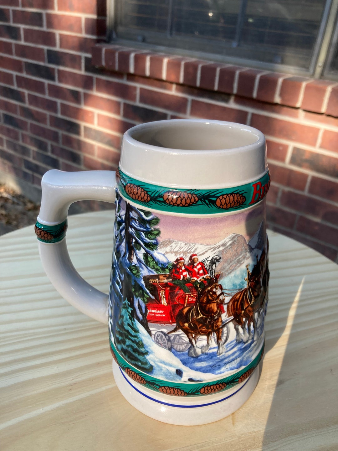 Budweiser Holiday Beer Stein Special Delivery Budweiser 1993 Etsy