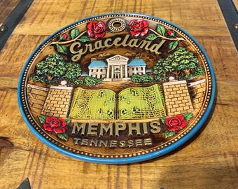 Plato decorativo de pared vintage de Elvis Presley Memphis Graceland, diseño tridimensional, único, hecho en Japón, coleccionable, regalo.