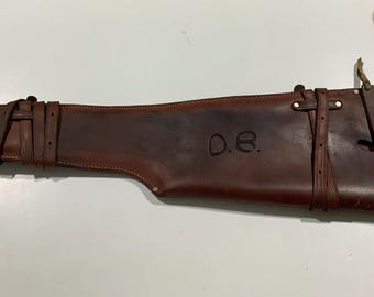 Vintage Premium Grain Leather Rifle Scabbard Carrier, Distressed Aesthetic, Hunters, Perfect Gift, Collectible. Bin GC80
