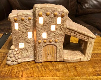 Vintage 1991 House of Lloyd Night Light Adobe Style House, Ceramic Southwestern Design, Cozy Lighting Decor, Rustic.  Bin SYT8