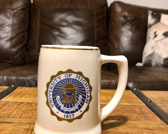 Vintage University of Michigan Beer Stein, Alumni Souvenir, Gift, Collectible.  Bin DESK